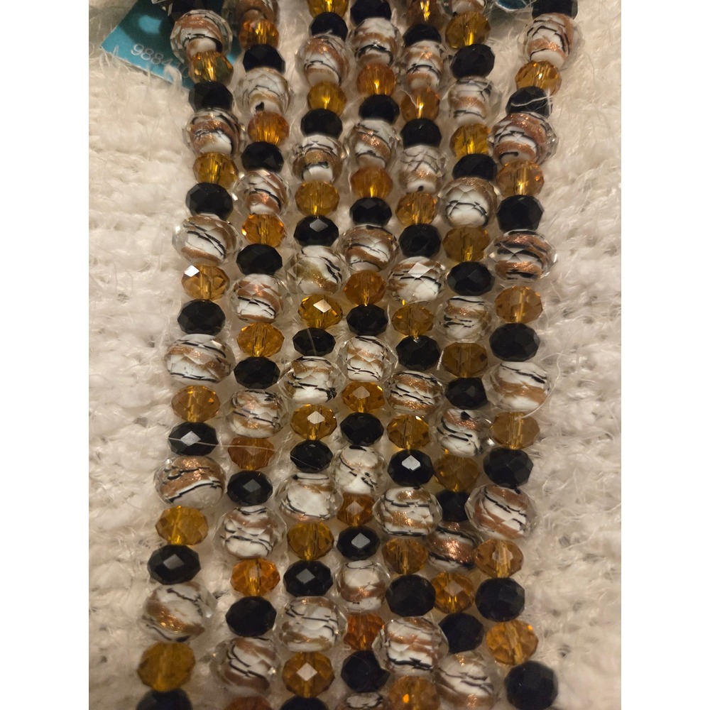 🖤 Amber Black Gold Toned Marble Beads 🧡 - Picture 3 of 3